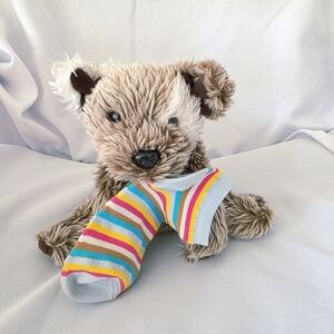 Animal Alley Terrier Dog Plush Stuffed Toy Striped Sock In Mouth 8 Inch 2000